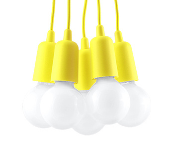 DIEGO 5 lámpara colgante amarillo + 5x bombilla LED E27 3000K Cálido 7,5W 620lm