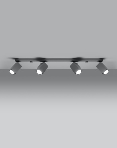 Plafond MERIDA 4L gris + 4x Bombilla LED GU-10 3000K Cálida 7W 620lm