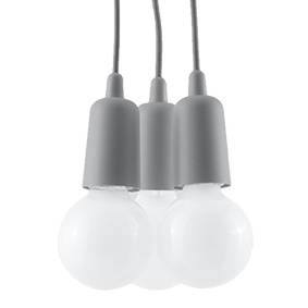 DIEGO 3 lámpara colgante gris + 3x bombilla LED E27 4000K Fría 7,5W 650lm