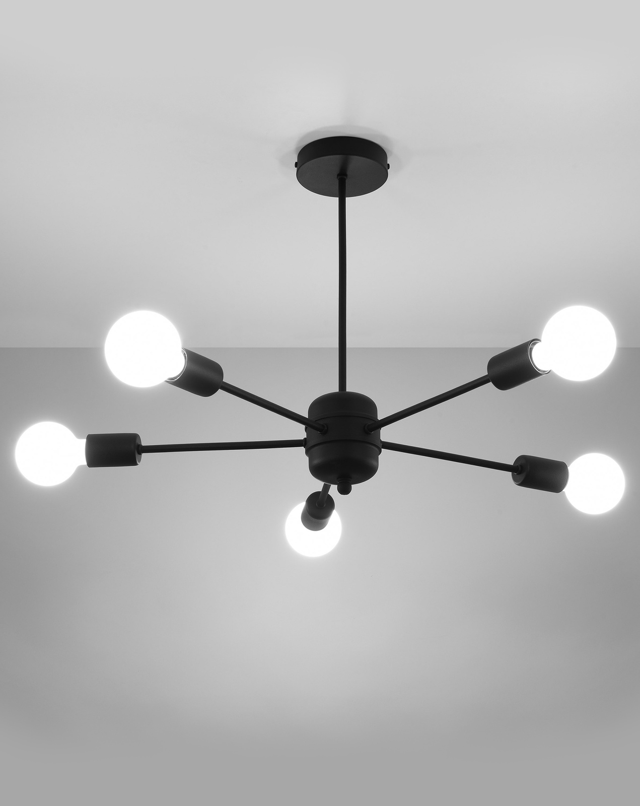 Araña LANGO 5 negra + 5x bombilla LED E27 3000K Cálida 7,5W 620lm