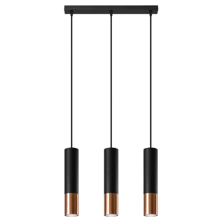 Lámpara colgante LOOPEZ 3L negro/cobre