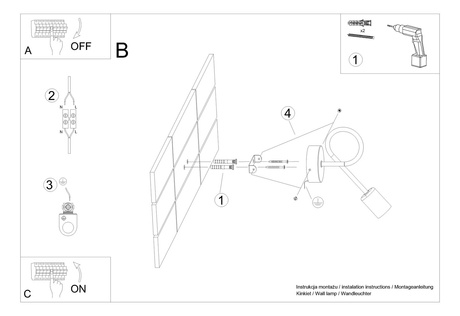 Aplique SUPEŁ negro + 1X bombilla LED E27 3000K 7W 760lm
