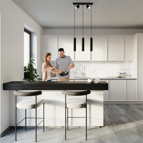 Lámpara colgante RING 3 negra + 5x bombilla LED GU-10 4000K Fría 7W 630lm