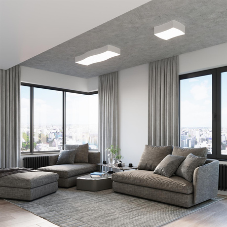 Plafond SQUARE 3 blanco + 6x Bombilla LED E27 3000K Cálido 7,5W 620lm