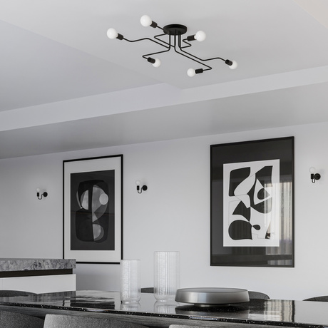 Lámpara de araña VECTOR 8 negra + 8x bombilla LED E27 4000K Fría 7,5W 650lm