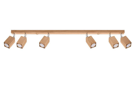 Plafond KEKE 6 roble + 6x bombilla LED GU-10 4000K Fría 7W 630lm