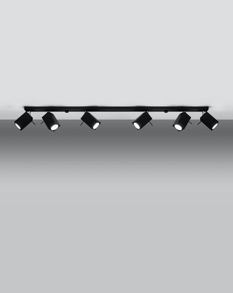 Plafond MERIDA 6L negro + 6x Bombilla LED GU-10 3000K Cálida 7W 620lm