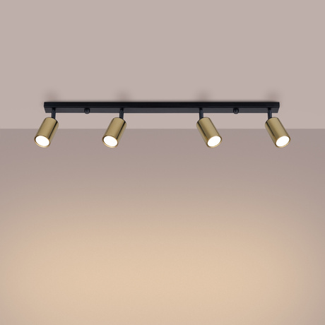 WINX Plafón 4L negro/oro + 4x bombilla LED GU-10 3000K Cálido 7W 510lm