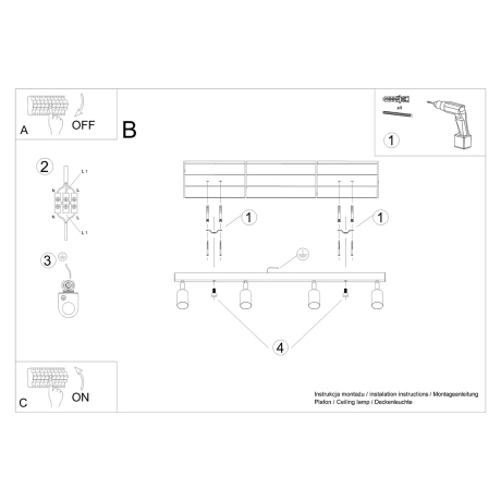Plafón VERDO 4 negro