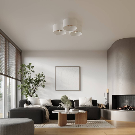 TELESTO Plafón blanco/marrón claro + 1x bombilla LED E27 3000K Cálido 7,5W 620lm