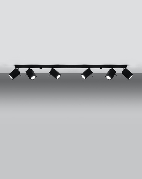 Plafond MERIDA 6L negro + 6x Bombilla LED GU-10 4000K Fría 7W 630lm