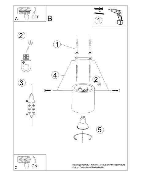 Lámpara de techo ORBIS hormigón beige