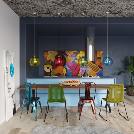 BOLA lámpara colgante azul + 1x bombilla LED E27 4000K Fría 7,5W 650lm