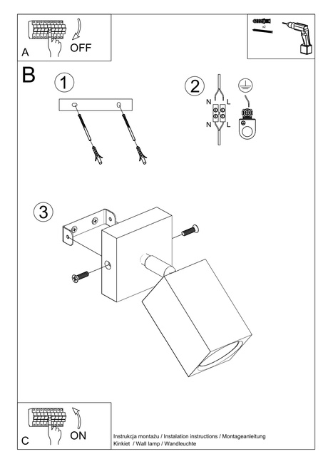 Aplique KEKE roble + 1x bombilla LED GU-10 4000K Fría 7W 630lm