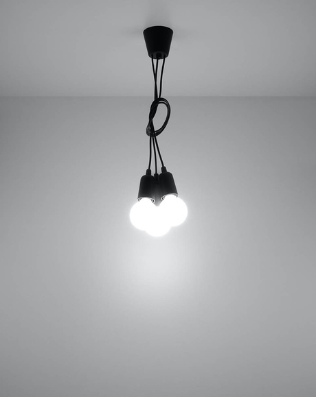 DIEGO 3 lámpara colgante negro + 3x LED bombilla E27 3000K Cálido 7,5W 620lm