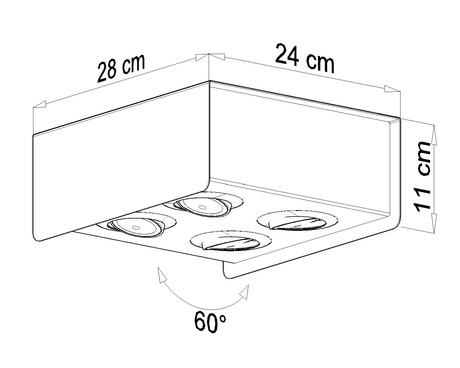 Plafond STEREO 4 blanco/negro