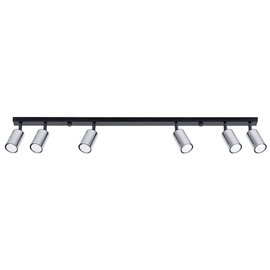 WINX Plafón 6L negro/cromo + 6x bombilla LED GU-10 3000K Cálido 7W 510lm