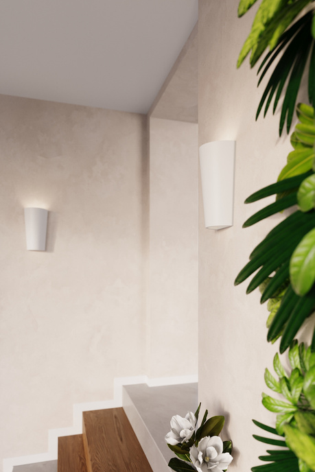 Aplique de cerámica LANA blanco + 1x bombilla LED E27 3000K Cálida 7,5W 620lm