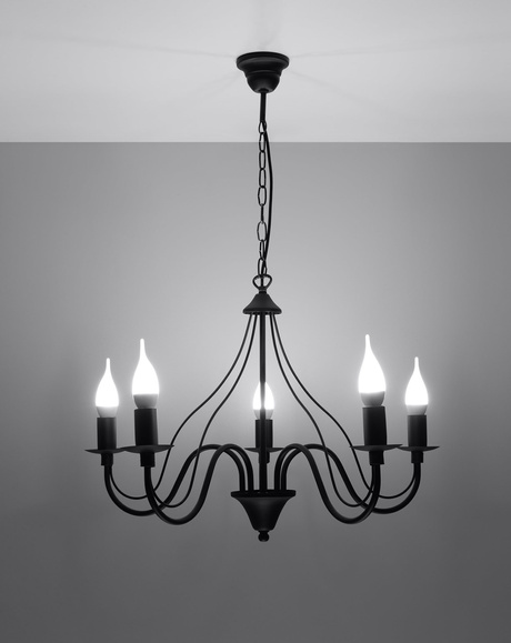 Lámpara de araña MINERWA 5 negra + 5x bombilla LED E14 4000K Fría 7,5W 650lm
