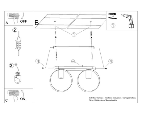 Plafond TITRAN 2 blanco + 2x bombilla LED E27 4000K Fría 7,5W 690lm