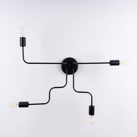 Lámpara de araña VECTOR 4 negra + 4X bombilla LED E27 3000K 7W 760lm