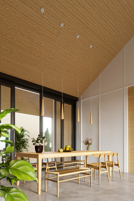 Lámpara colgante SULA 3P madera natural + 3 bombillas LED GU-10 4000K Fría 7W 630lm