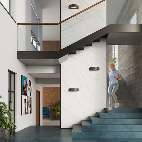 Aplique de cerámica ATENA negro + 1x bombilla LED E27 4000K Fría 7,5W 650lm