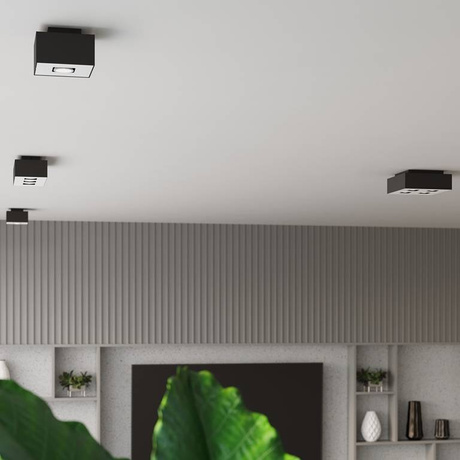 Plafond MONO 1 negro + 1x bombilla LED GU-10 3000K Cálida 7W 620lm