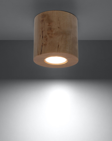 Plafond ORBIS madera natural + 1x bombilla LED GU-10 3000K Cálida 7W 620lm