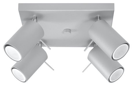 Plafond RING 4 Gris + 4x Bombilla LED GU-10 3000K Cálida 7W 620lm