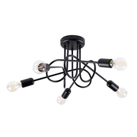 SUPEŁ 5 lámpara de araña negra + 5X bombilla LED E27 3000K 7W 760lm