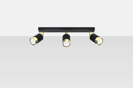Plafond NERO 3 negro/oro + 3x bombilla LED GU-10 4000K Fría 7W 630lm