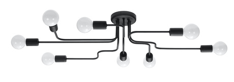 Lámpara de araña VECTOR 8 negra + 8x bombilla LED E27 3000K Cálida 7,5W 620lm