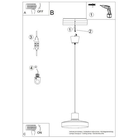 Lámpara colgante BILO beżowa