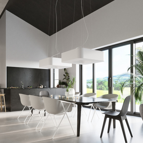 URANO 60 lámpara de araña blanco + 8x bombilla LED E27 3000K Cálido 7.5W 620lm