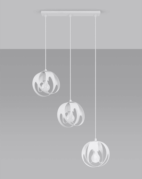 TULOS 3L lámpara colgante blanco + 3x bombilla LED E27 3000K Warm 7.5W 620lm