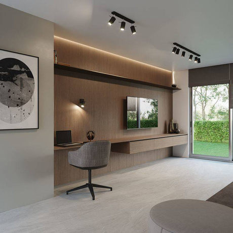 Plafond RING 4 negro + 4x bombilla LED GU-10 4000K Fría 7W 630lm