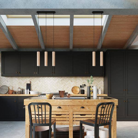 LINO 3P lámpara colgante madera natural + 3x GU-10 3000K Warm 7W 620lm bombilla LED