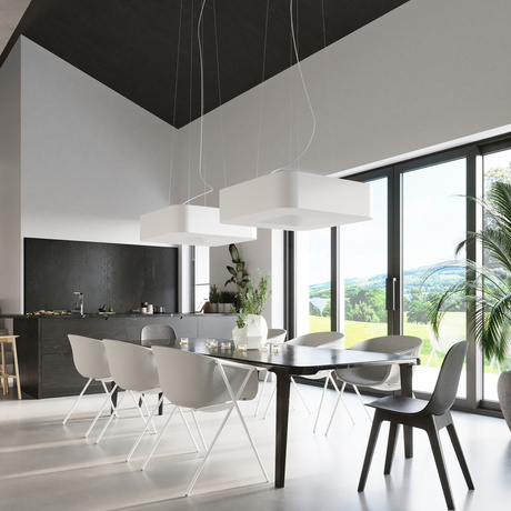 URANO 60 lámpara de araña blanco + 8x bombilla LED E27 4000K Fría 7,5W 650lm