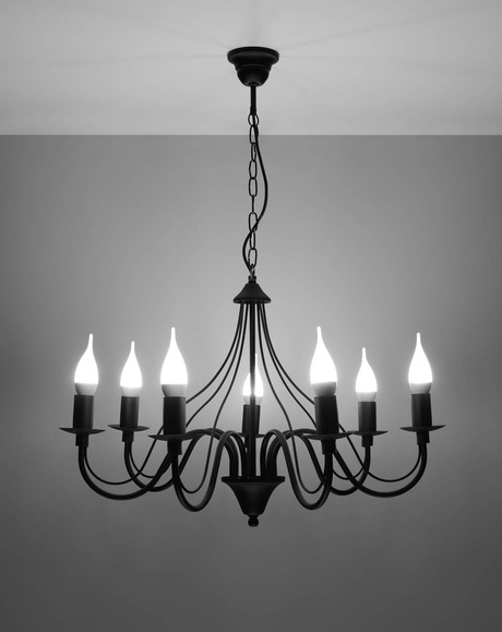 Lámpara de araña MINERWA 7 negra + 7x bombilla LED E14 4000K Fría 7,5W 650lm
