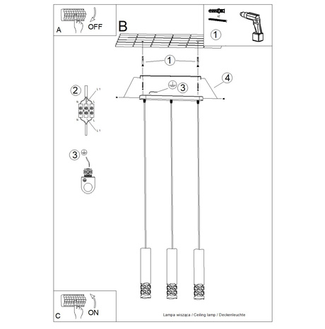 Lámpara colgante LIRO 3L blanca