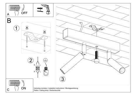 Plafond EYETECH 2 negro + 2x bombilla LED G9 4000K Fría 4,5W 530lm