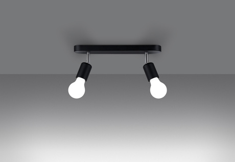 Plafond FORNES 2 negro + 2x bombilla LED E27 3000K Cálido 7,5W 620lm