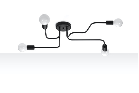 Lámpara de araña VECTOR 4 negra + 4x bombilla LED E27 3000K Cálida 7,5W 620lm