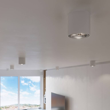 Plafond TIUBE blanco + 1x bombilla LED GU10 AR111 3000K Cálido 12W 800lm