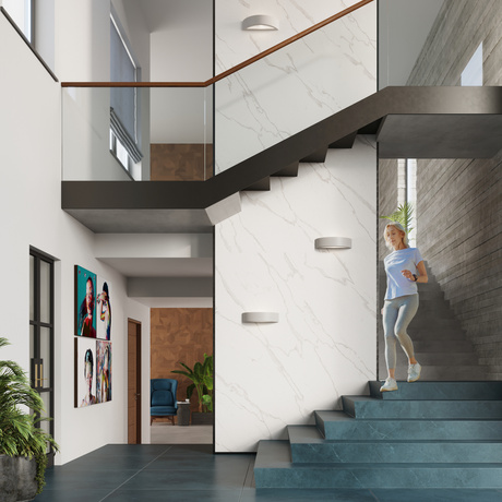 Aplique de cerámica ATENA gris + 1x bombilla LED E27 4000K Fría 7,5W 650lm