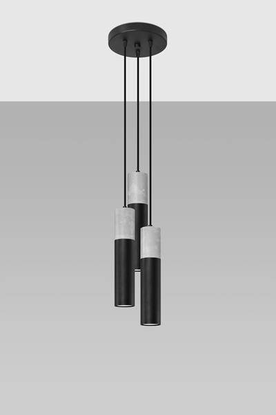 BORGIO 3P lámpara colgante negra + 3x bombilla LED GU-10 3000K Cálida 7W 620lm