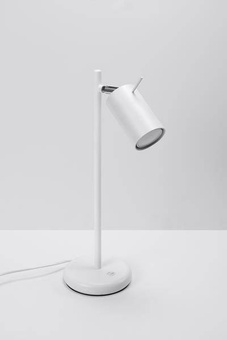 Lámpara de escritorio RING blanca + 1x bombilla LED GU-10 3000K Cálida 7W 620lm