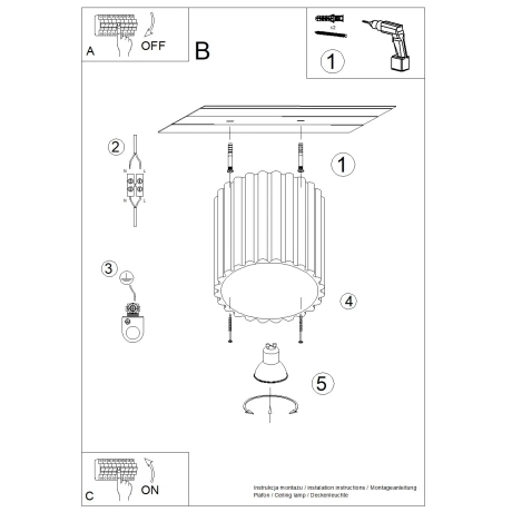 Lámpara de techo AURA 1 melocotón GU10