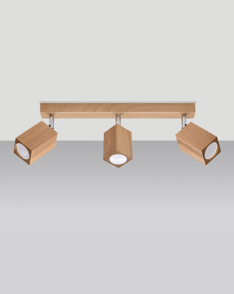 Plafond KEKE 3 roble + 3x Bombilla LED GU-10 4000K Fría 7W 630lm